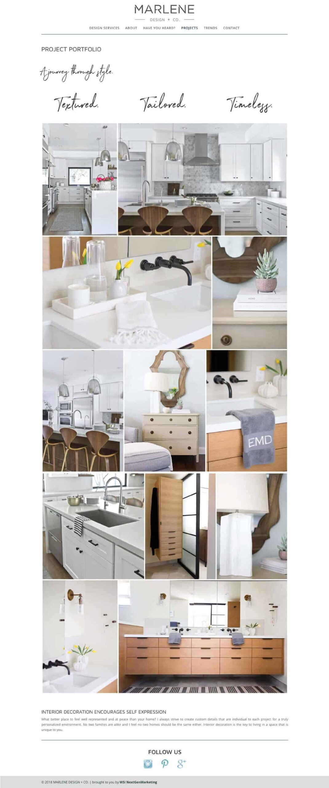 Marlene-projects Marlene Design + Co. portfolio showcasing bright kitchens, bathrooms, custom cabinetry, decor, and timeless interior styling.
