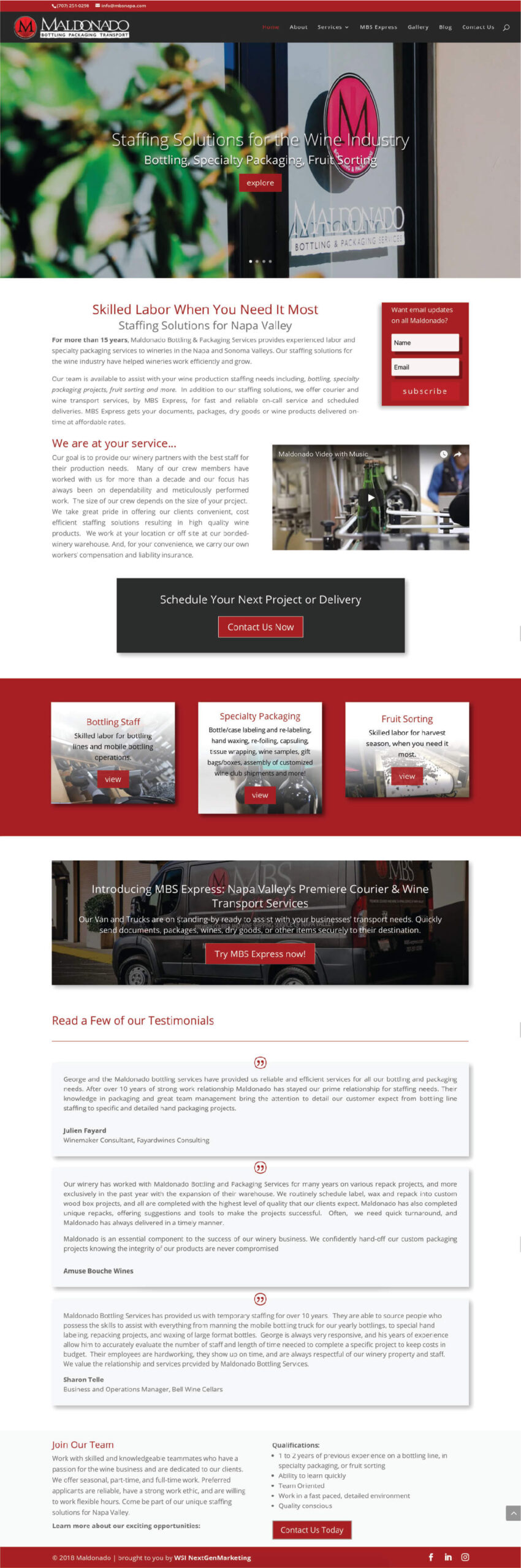 mbs-homepage-winery-support-web-design Winery support services website homepage highlighting custom web development and SEO for wine industry businesses