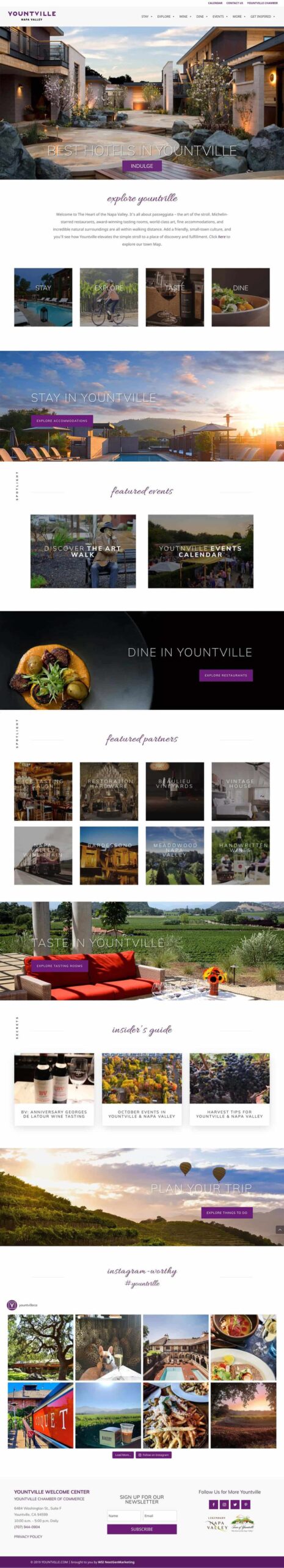 Yountville-tourism-marketing-homepage Tourism website homepage for Yountville highlighting local attractions with engaging design and SEO-focused content