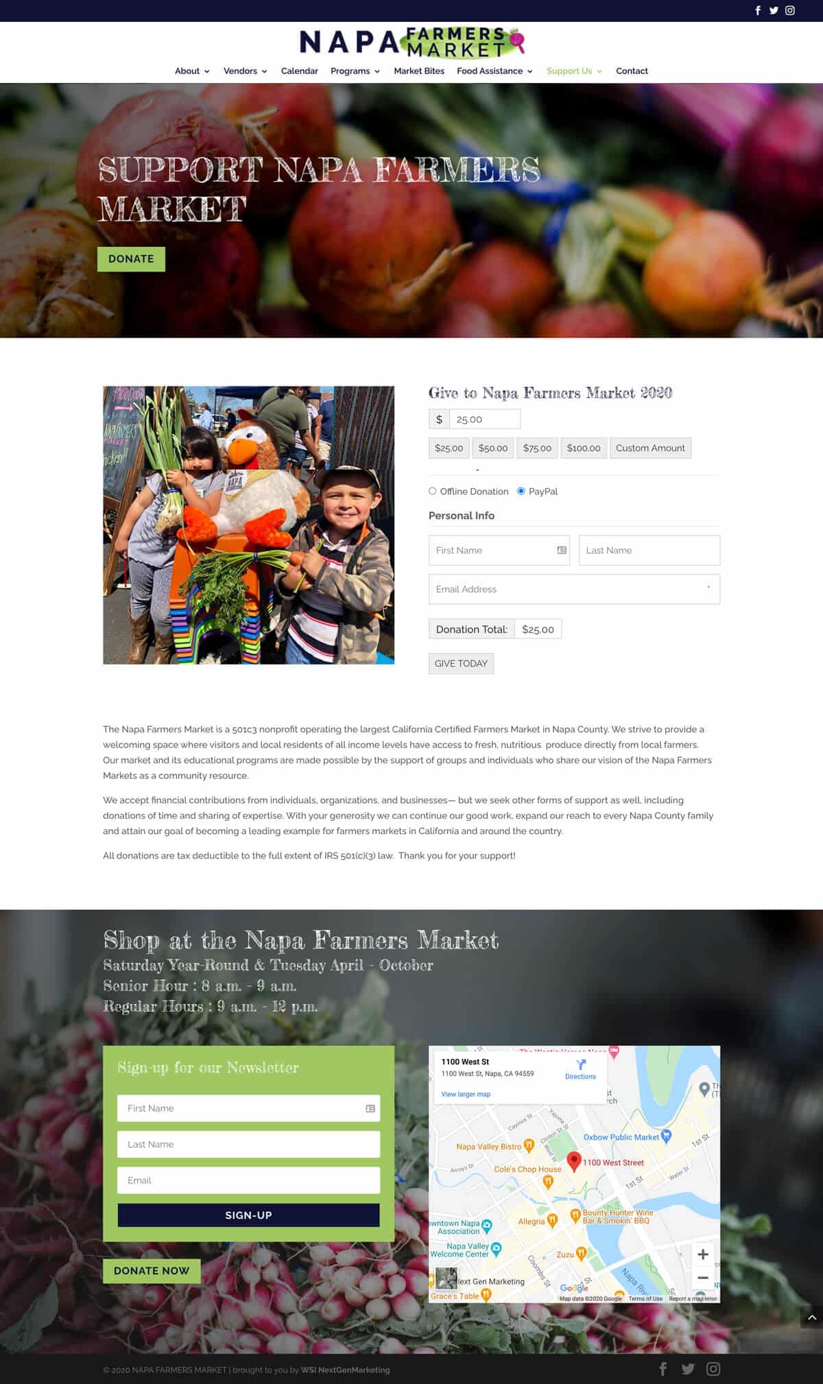 Napa-farmers-market-web-design-donate