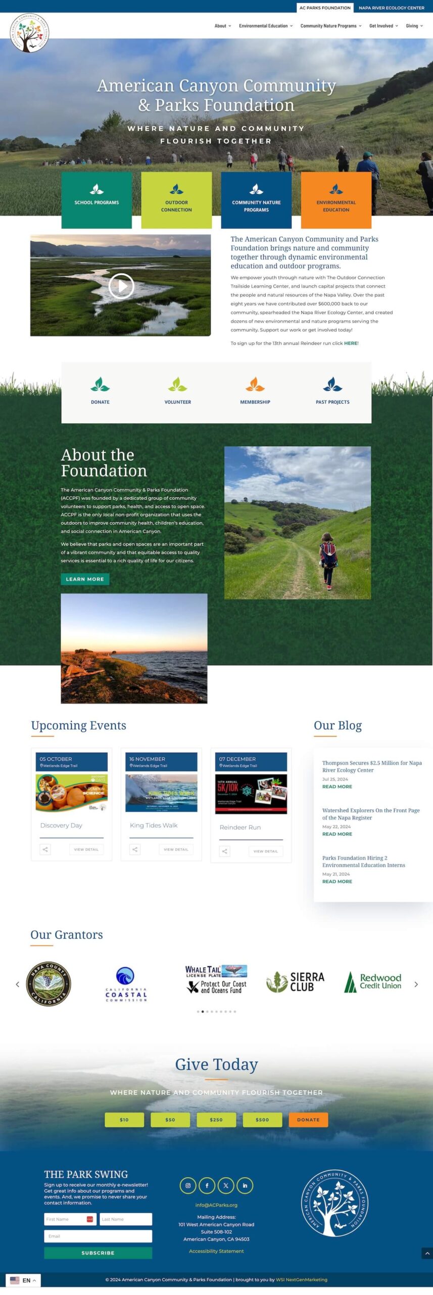 screenshot of ac parks homepage