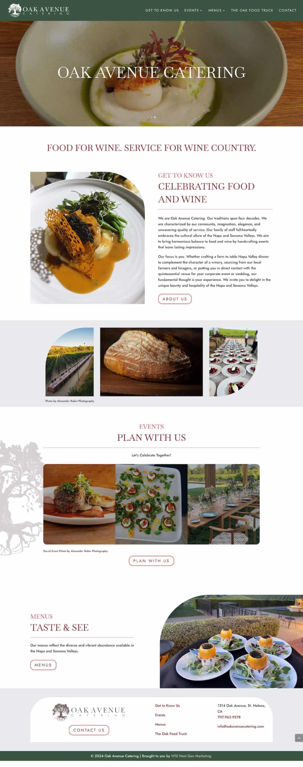 screenshot of oak avenue homepage