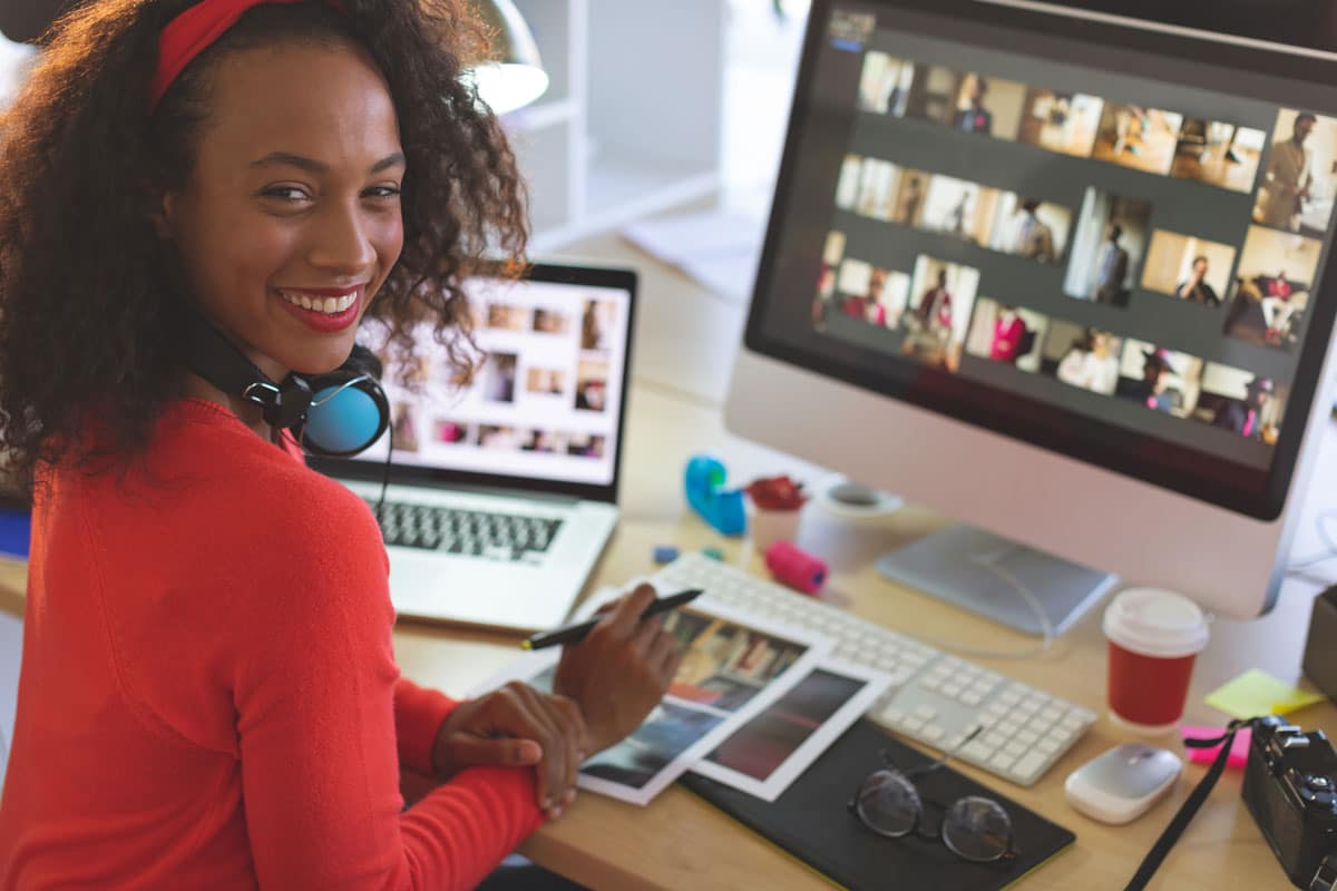 Professional website designer creating high-quality visual assets during custom web development services project.