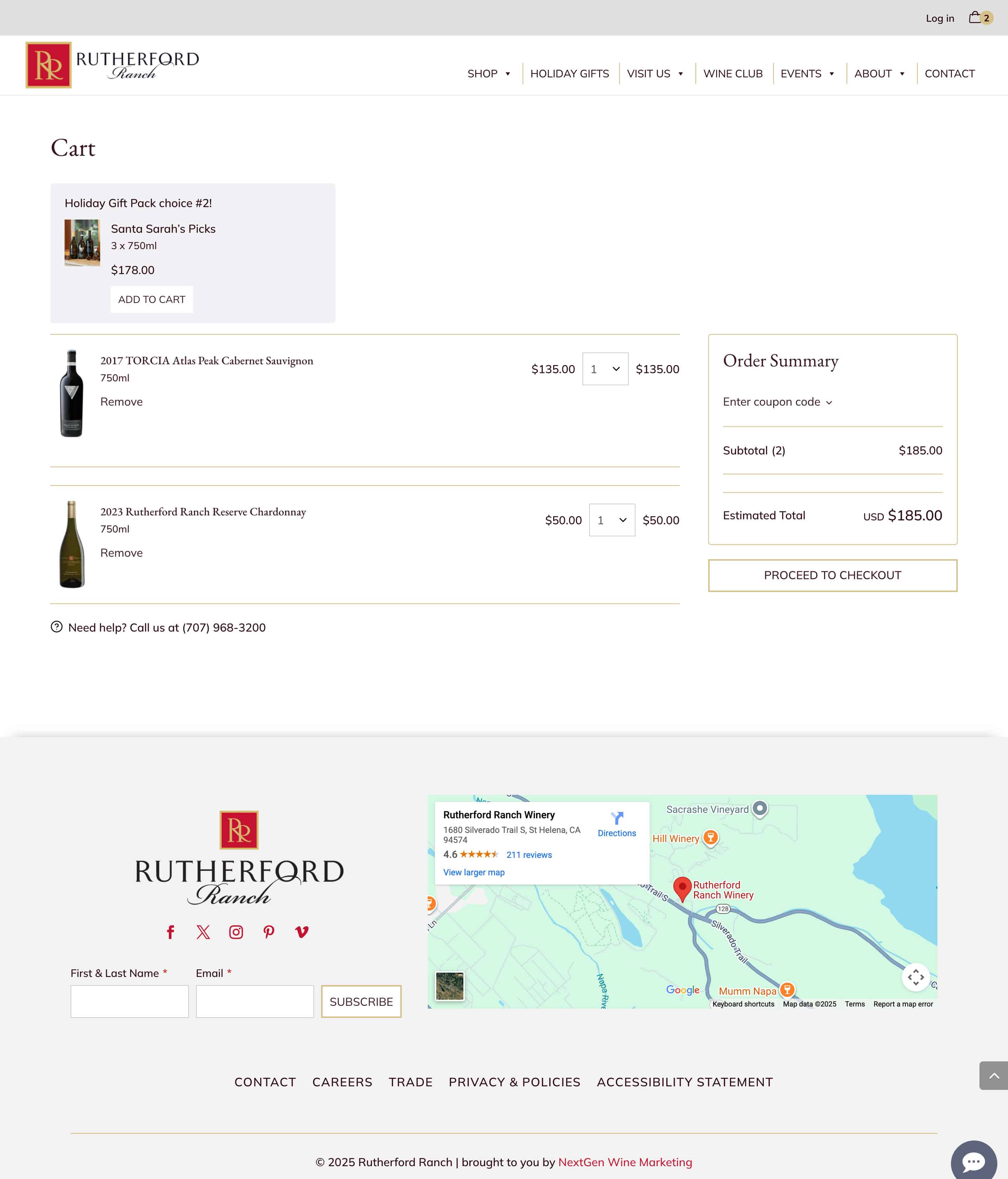 View Cart on Rutherford Ranch Website