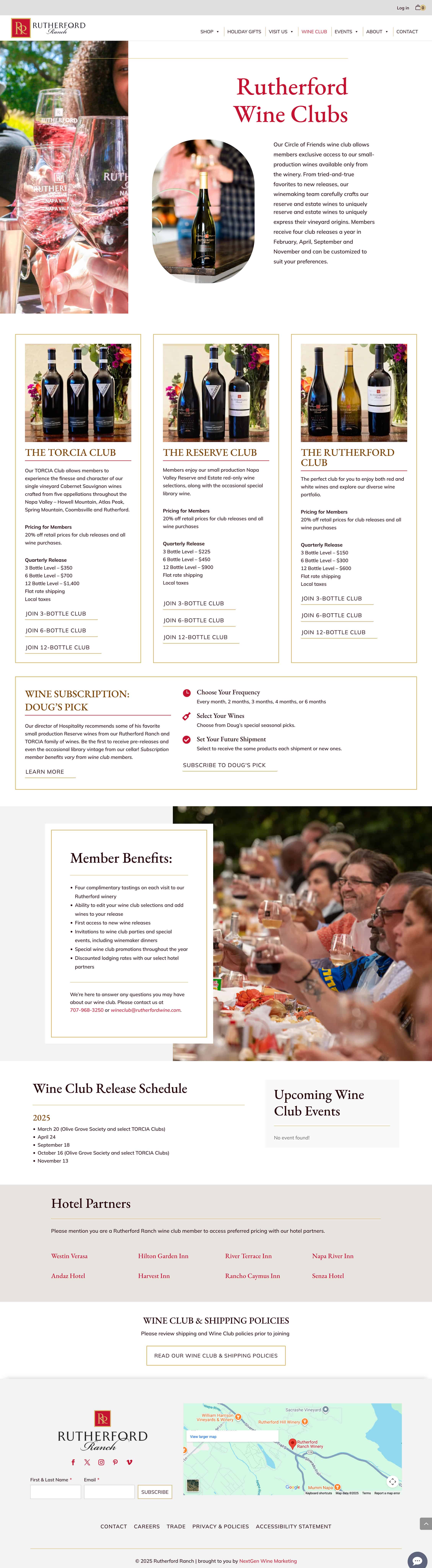 Wine Club page on Rutherford Ranch