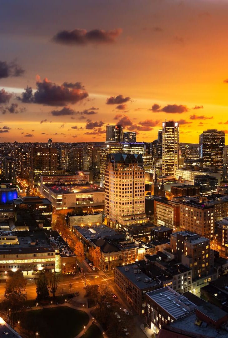 image of Vancouver British Columbia at sunset