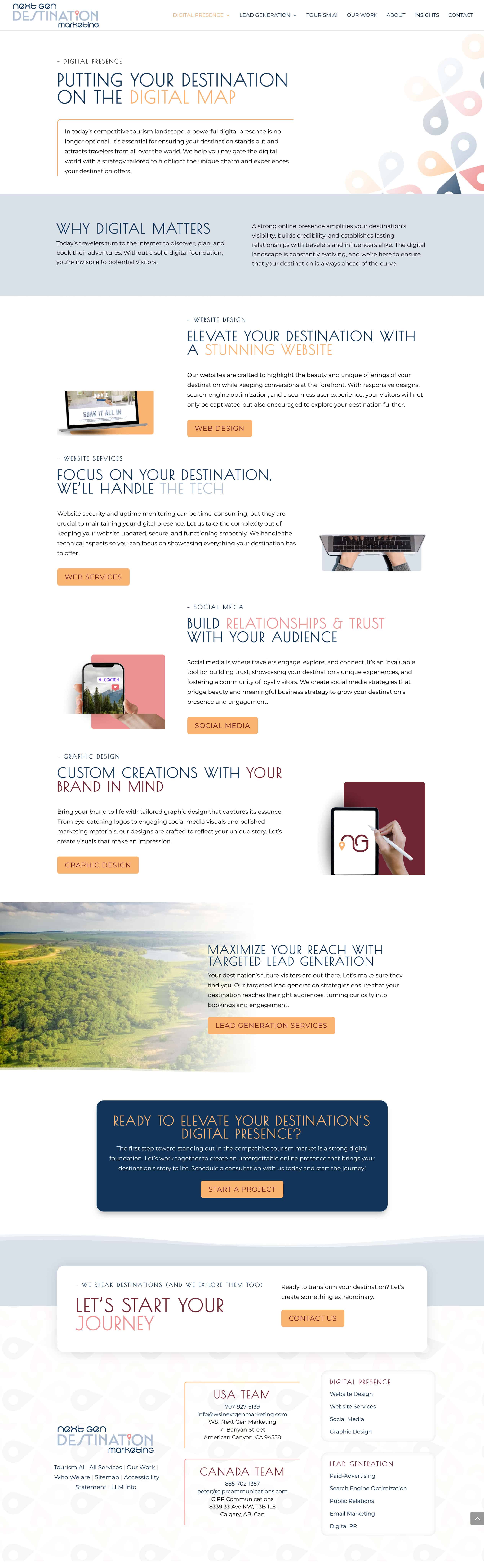 Digital Presence screenshot of NextGen Destination Marketing website