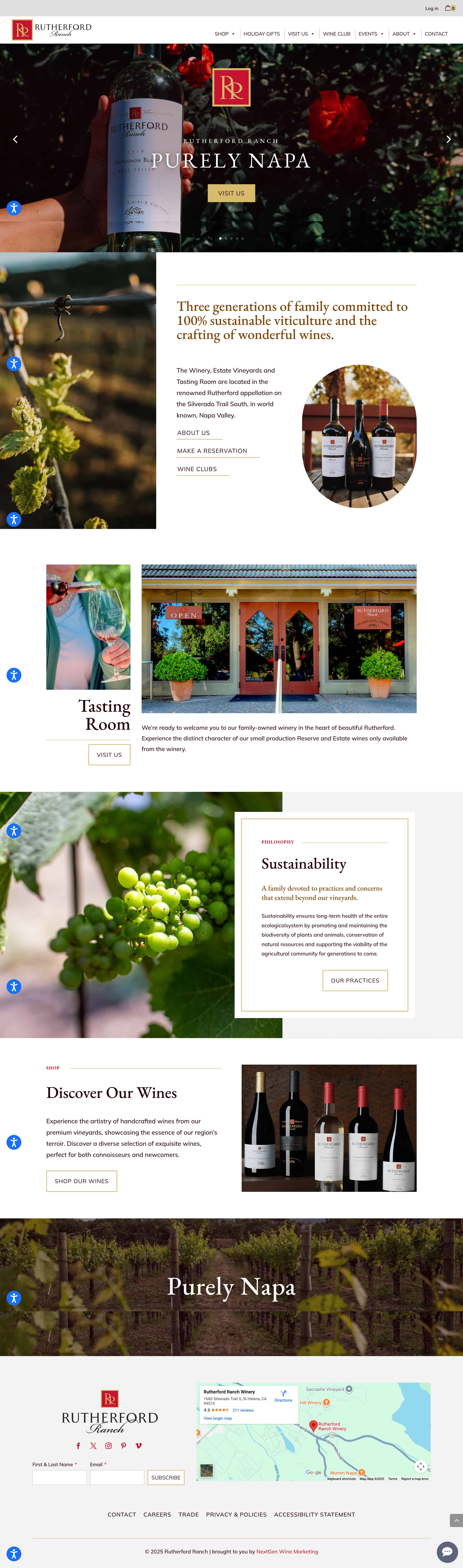 screenshot of Rutherford Ranch homepage