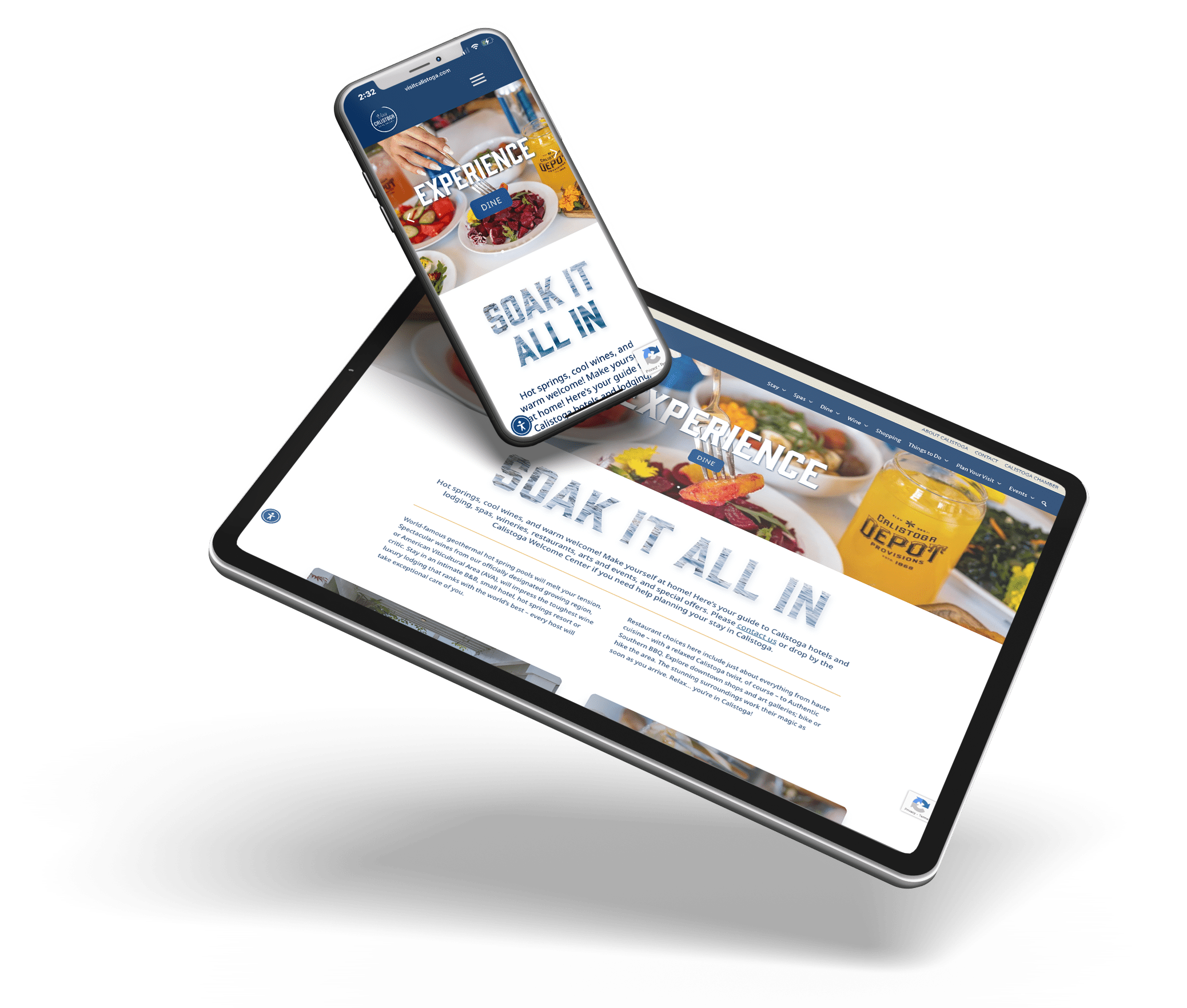 mobile and tablet mockup of Visit Calistoga site by WSI marketing