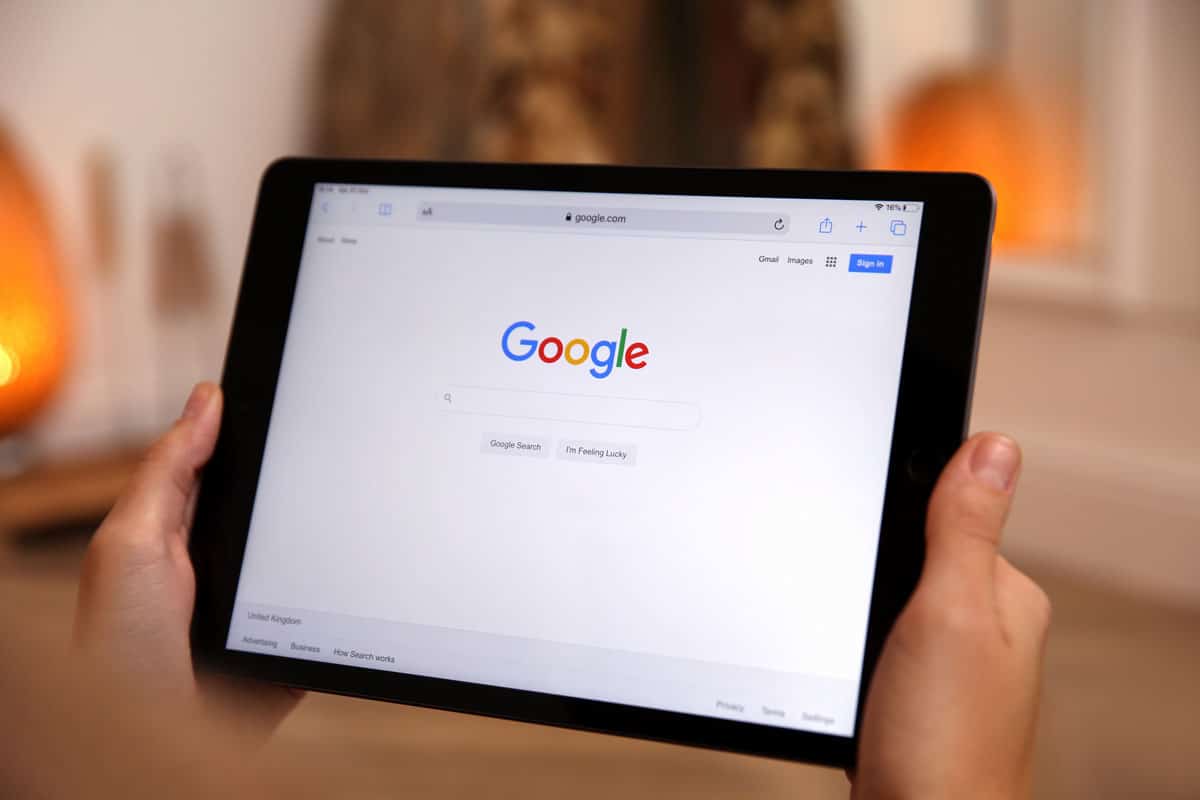 google search on a tablet
