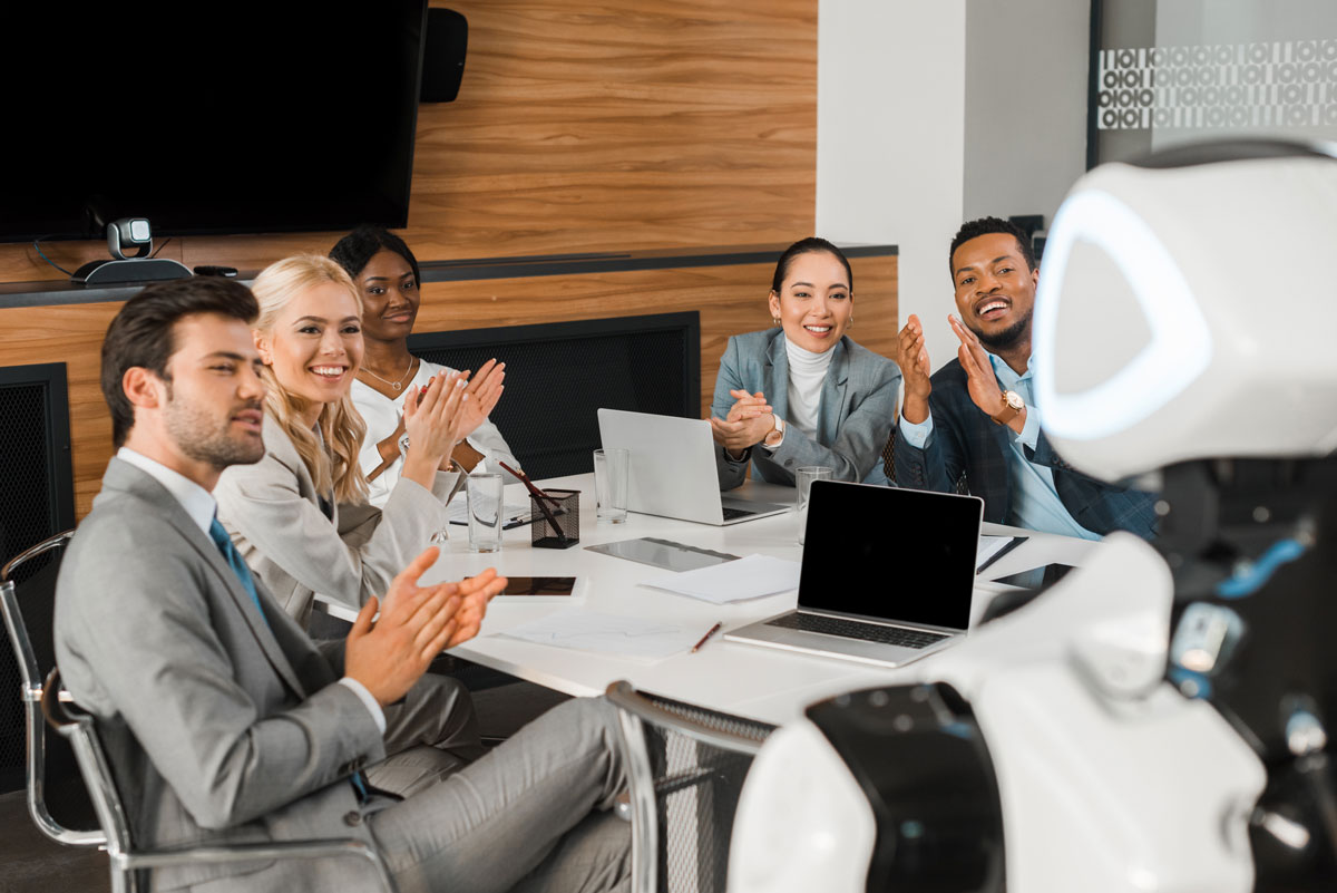 a team meeting getting an example of how AI works